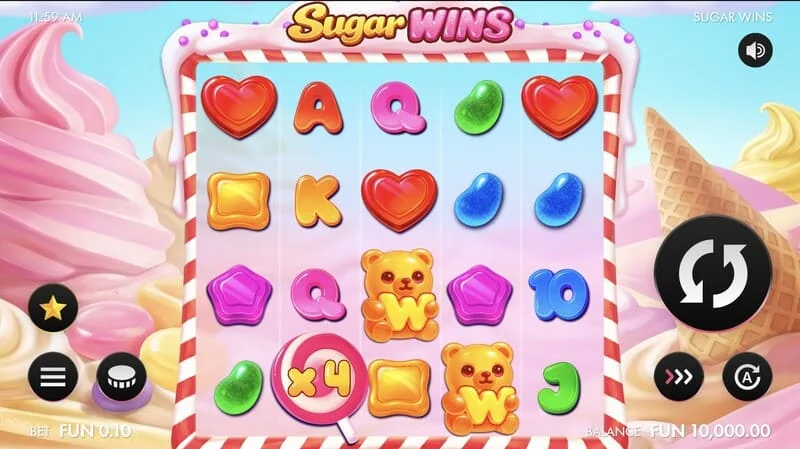 Sugar Wins - layar game dengan gulungan 5x4